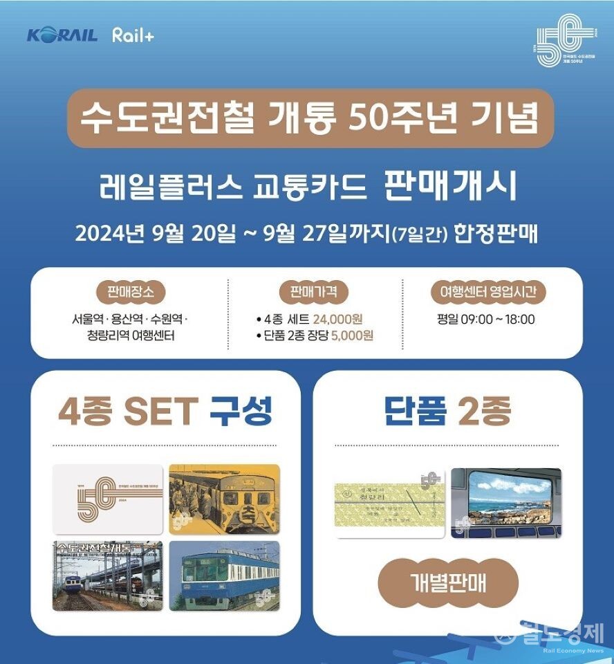 코레일, 수도권전철 50주년 '레일플러스' 카드 출시 < PASSENGER